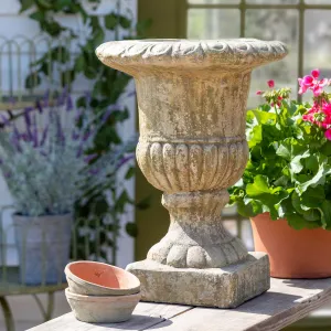 Courtyard Garden Urn with Base dried flowers  