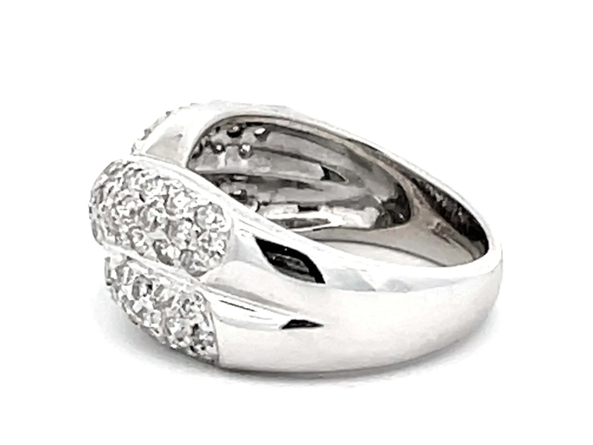 Criss Cross Diamond Pave Ring in 18k White Gold