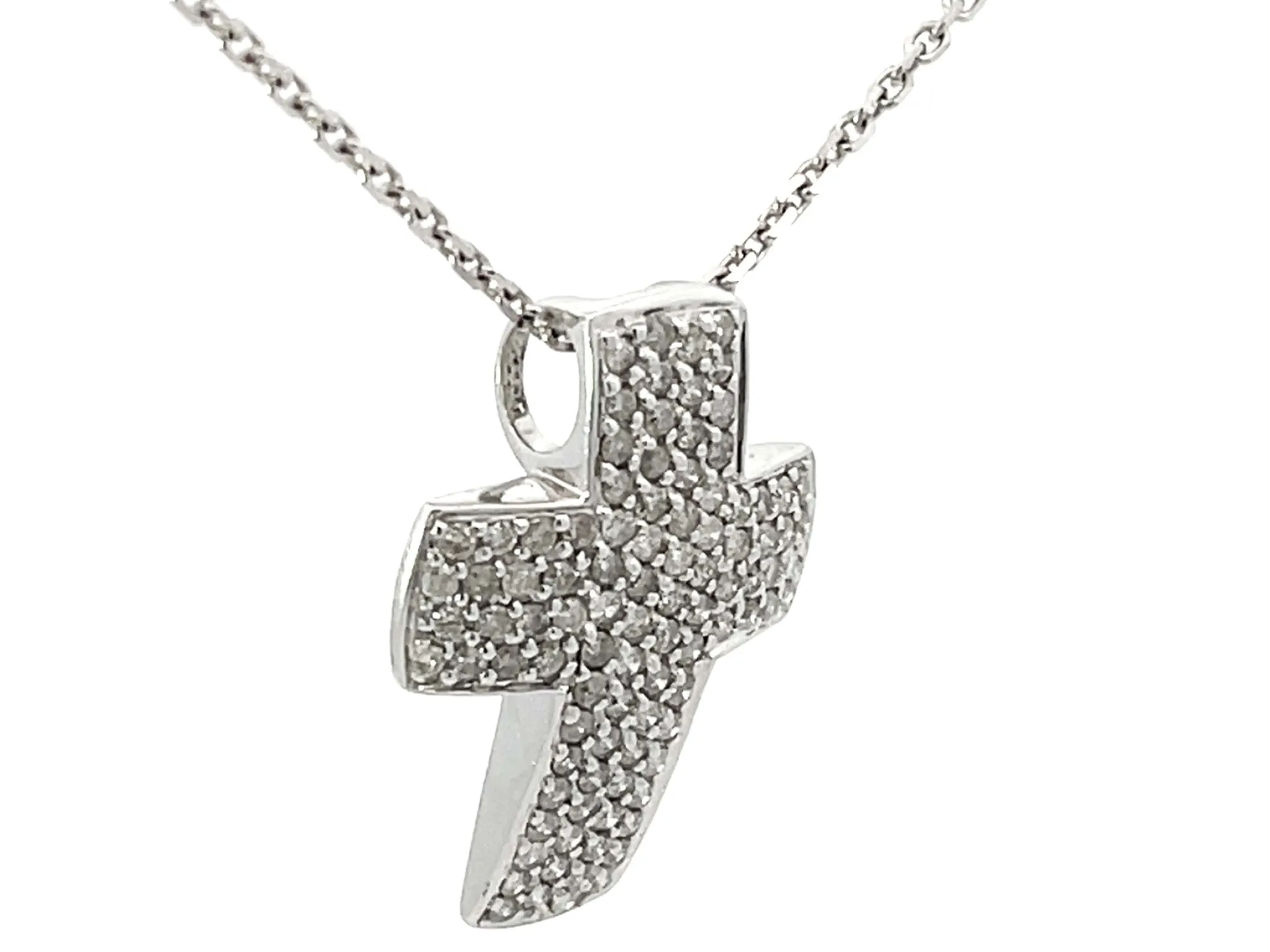 Cross Diamond Necklace Solid 14k White Gold