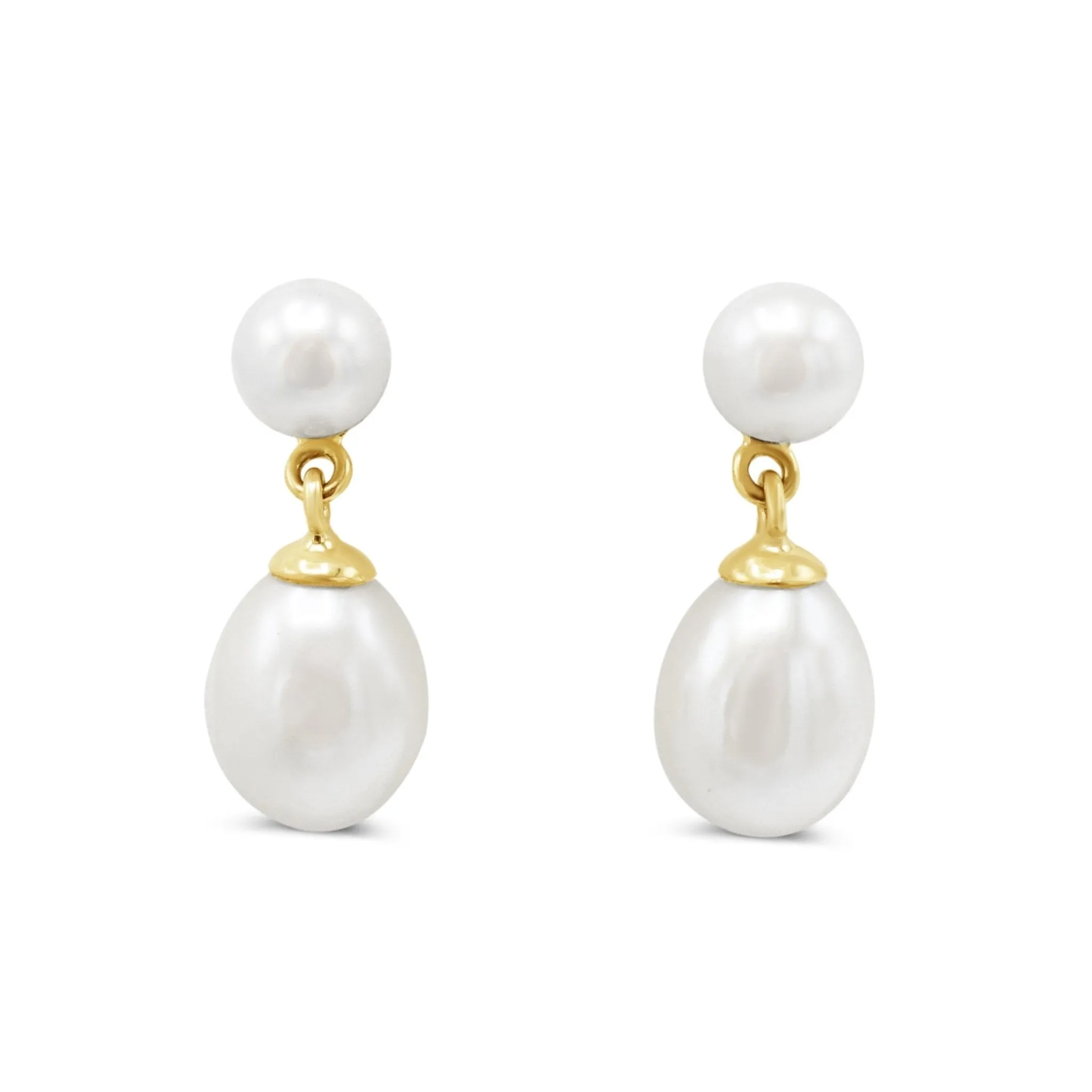 Cultured Pearl Drop Earrings - 18ct Yellow Gold