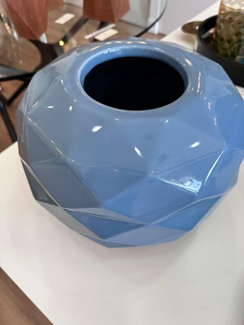Cut Vase Blue Shadow Paunchy Glossy