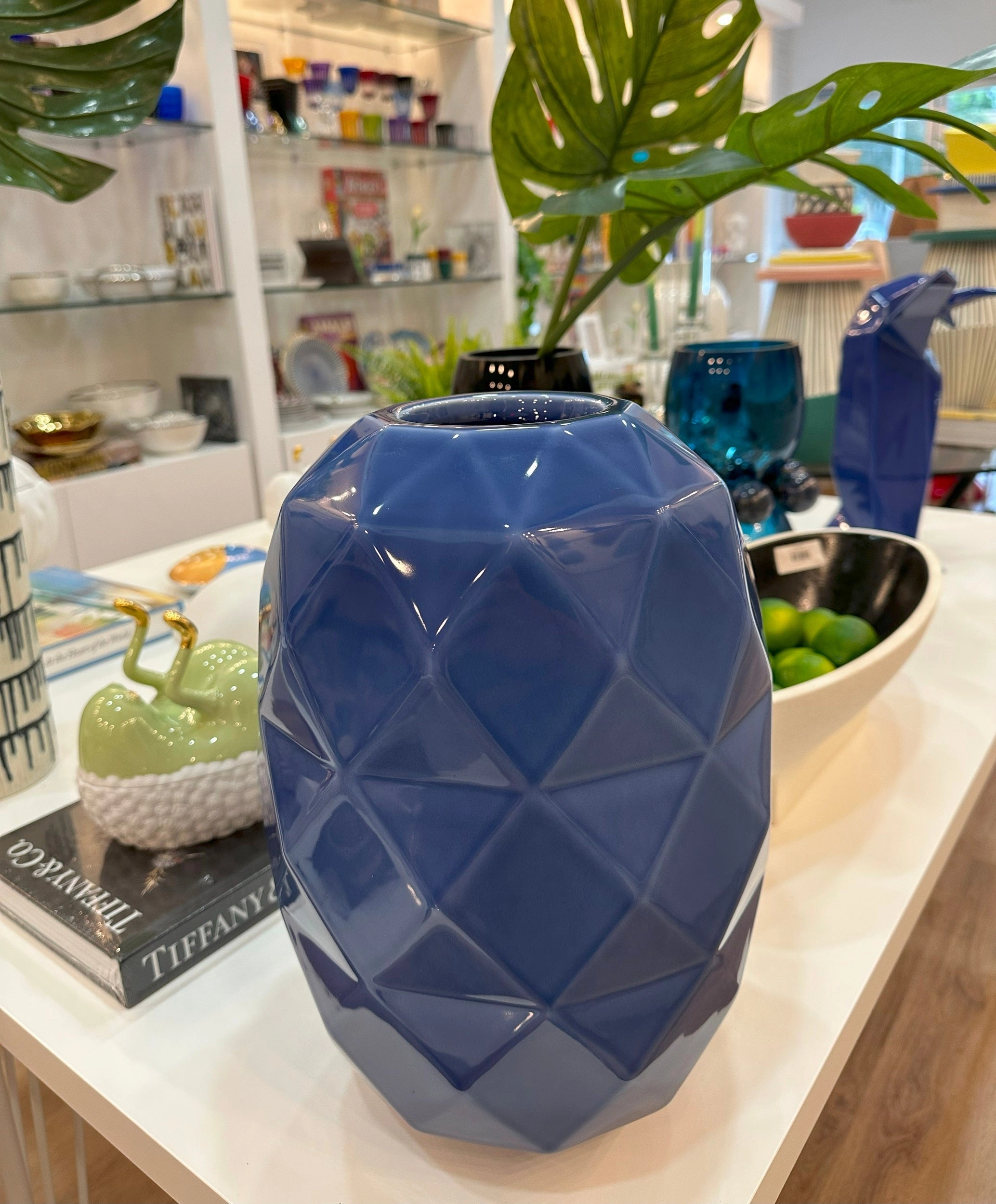 Cut Vase Cobalt Blue Glossy