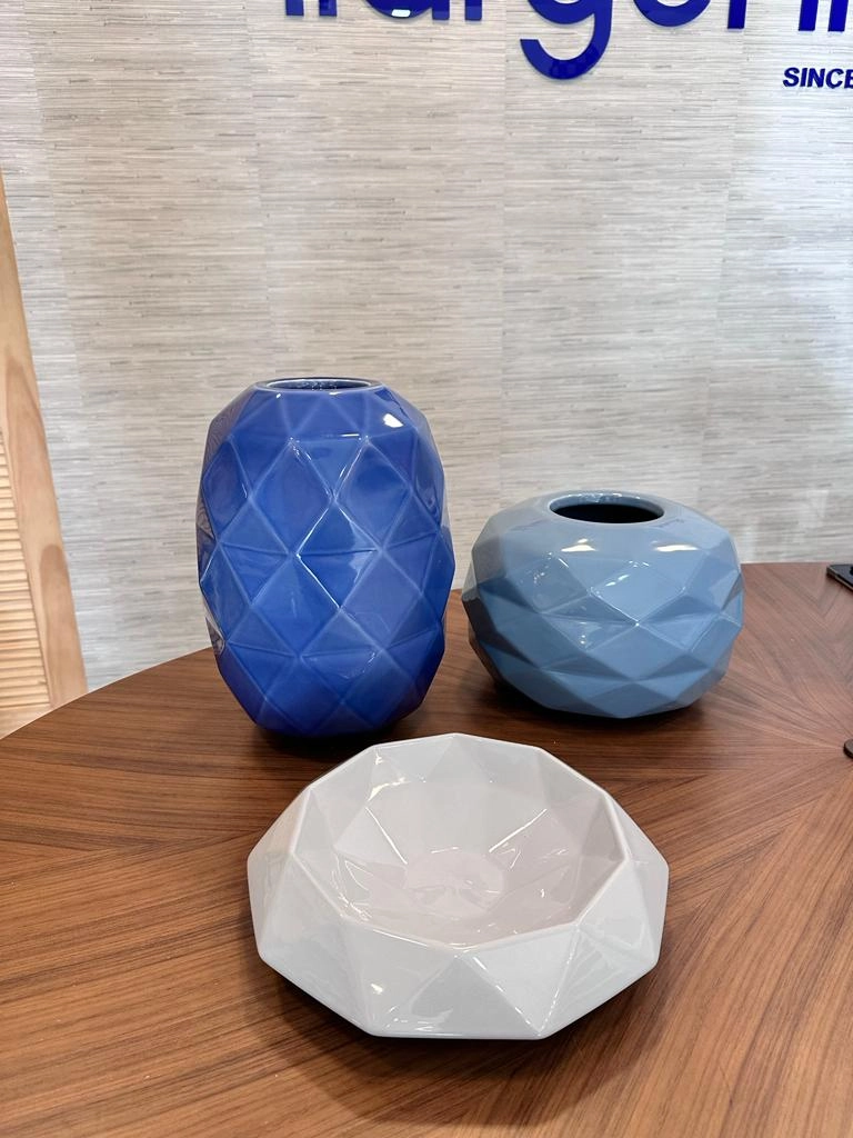 Cut Vase Cobalt Blue Glossy