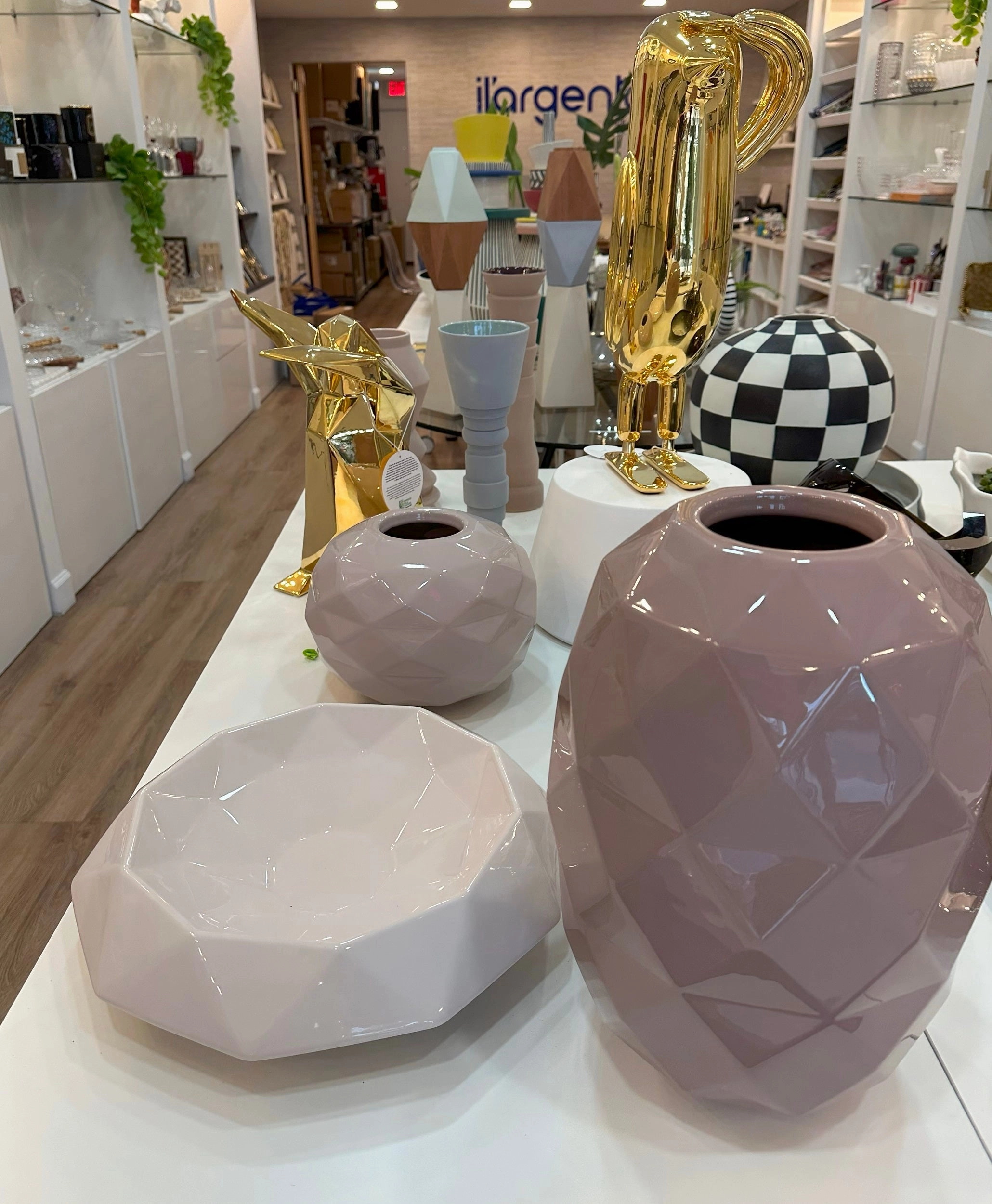 Cut Vase Lilac Grey Paunchy Glossy
