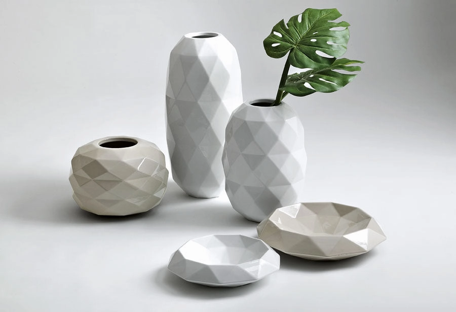 Cut Vase Lilac Grey Paunchy Glossy