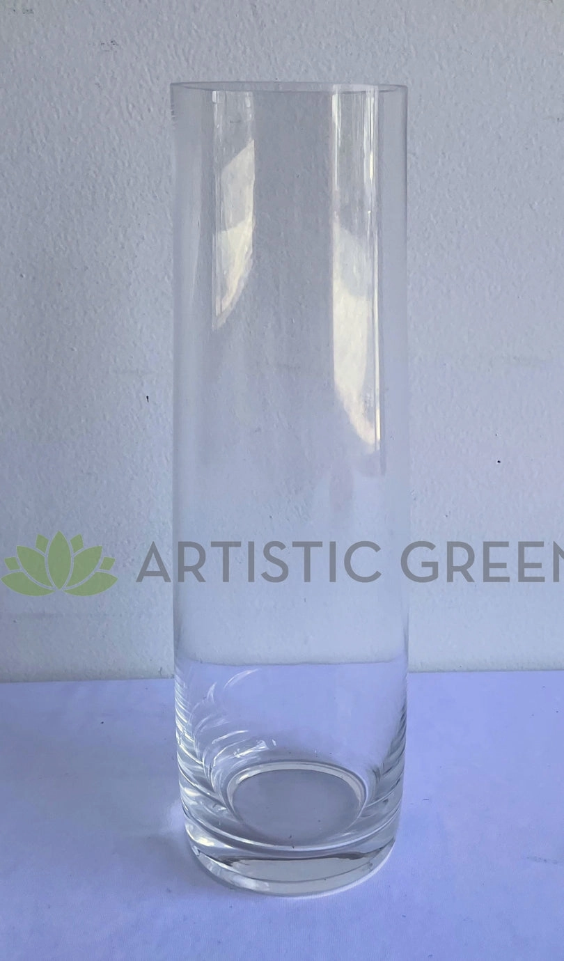 Cylinder Shaped Clear Glass Vase 29cm Tall (Code: G-CC29-8)