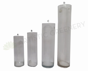 Cylinder Shaped Clear Glass Vase outdoor greenery  