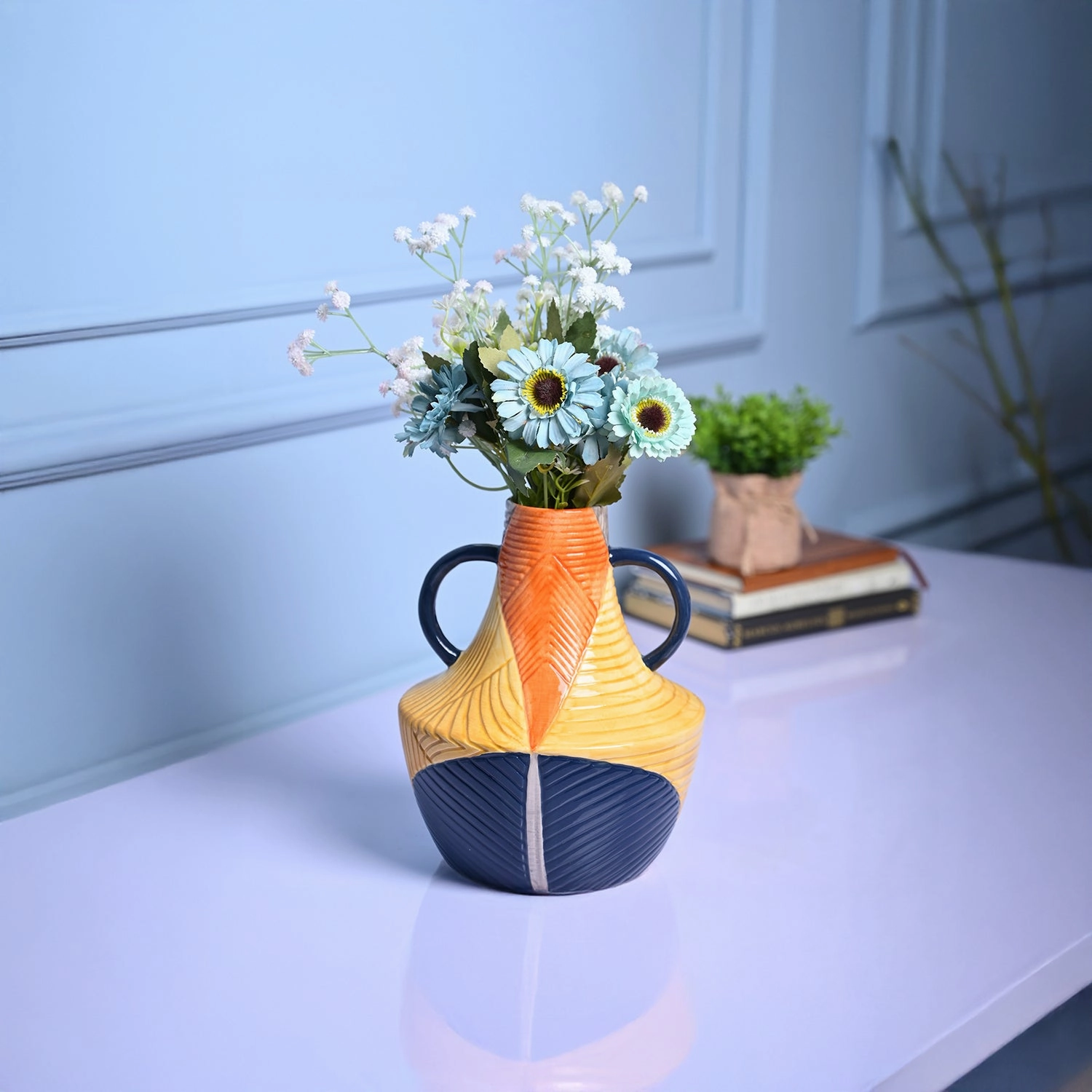 Cylindrical Classic - Multi-Color Vase dried green plant  