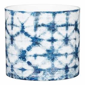 Dark Blue Indoor Ceramic Cover Pot Blue Batik (828) tall green plant  