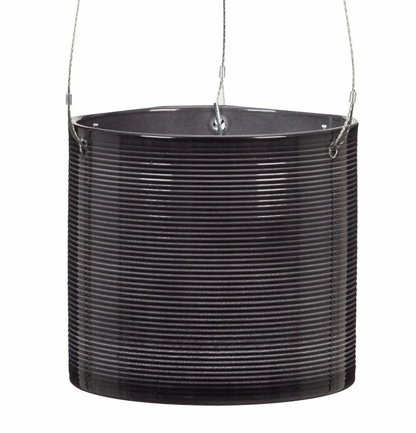 Dark Grey Hanging Ceramic Pot  Glass Grey 428 tall green plant  