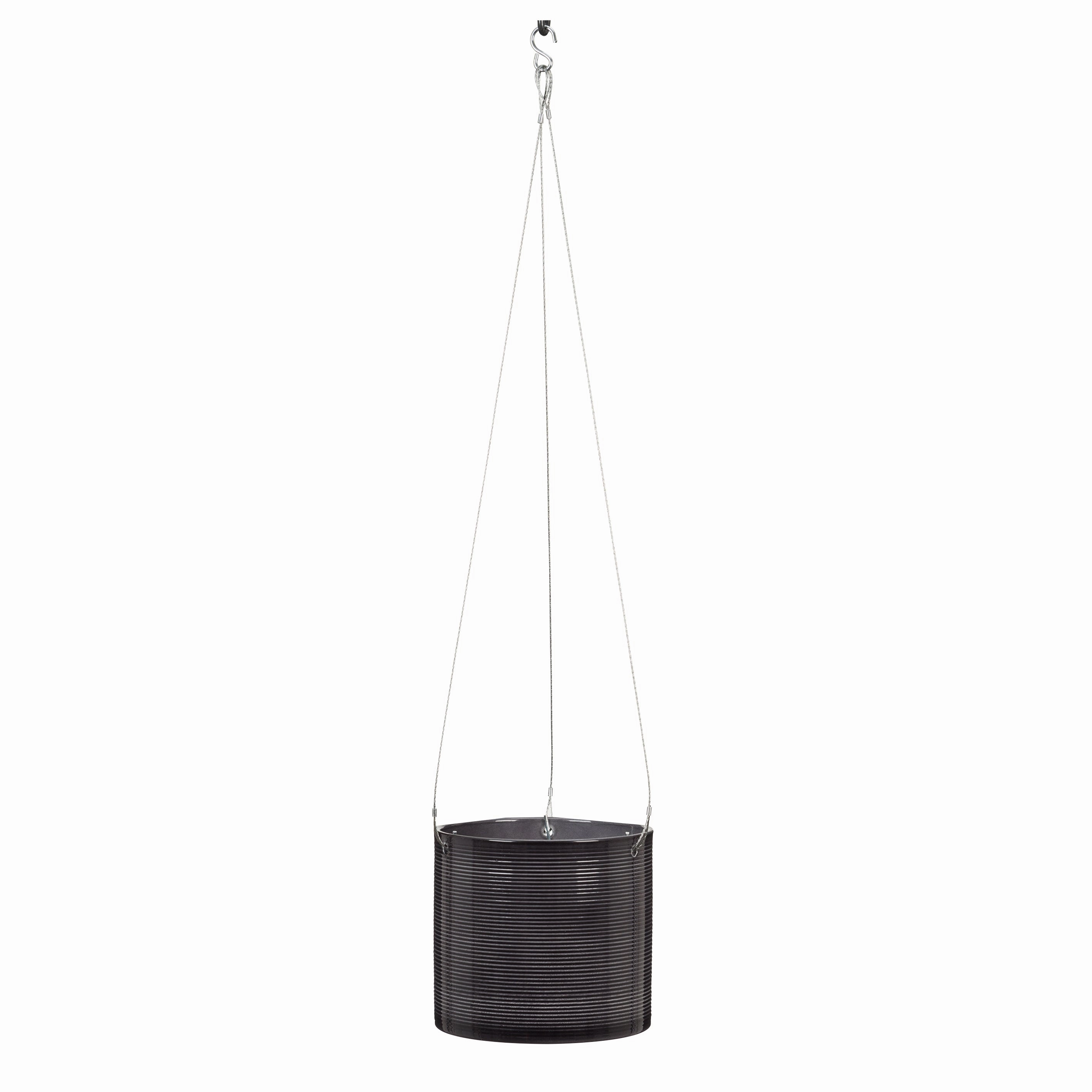 Dark Grey Hanging Ceramic Pot  Glass Grey 428