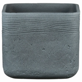 Dark Grey Sqaure Indoor Ceramic Cover Pot  Dark Stone (989) tall green plant  