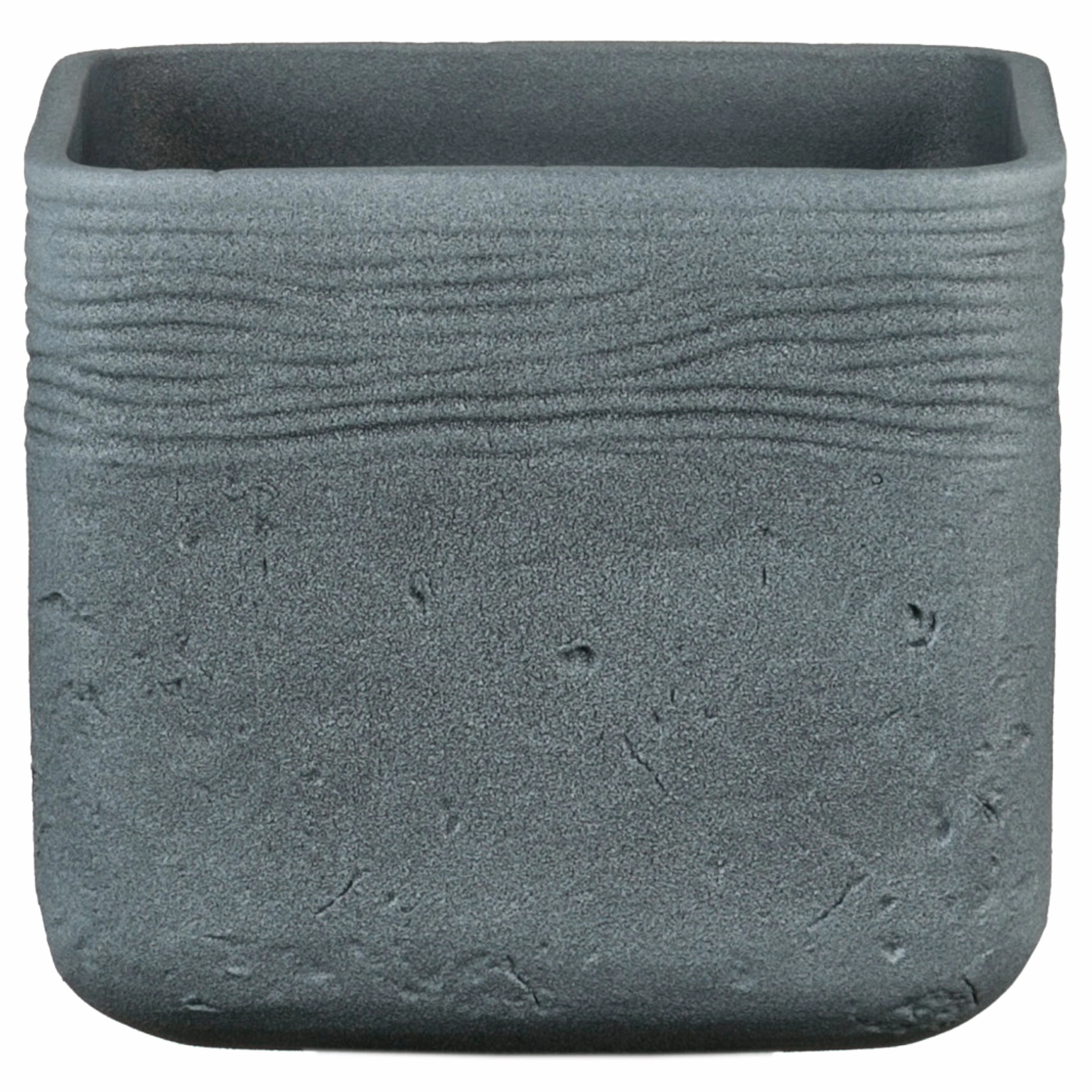 Dark Grey Sqaure Indoor Ceramic Cover Pot  Dark Stone (989) tall green plant  