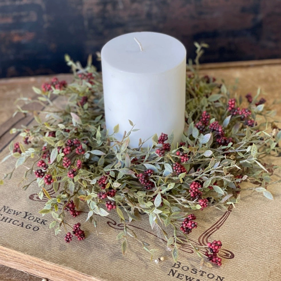 Dark Red Hasp Berry Candle Ring xl flower pot  