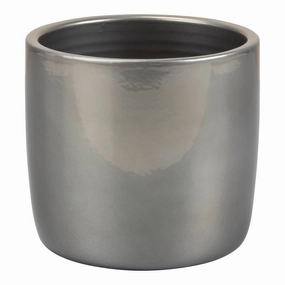 Dark Silver Indoor Ceramic Cover Pot Brilliant Silver (900) tall green plant  