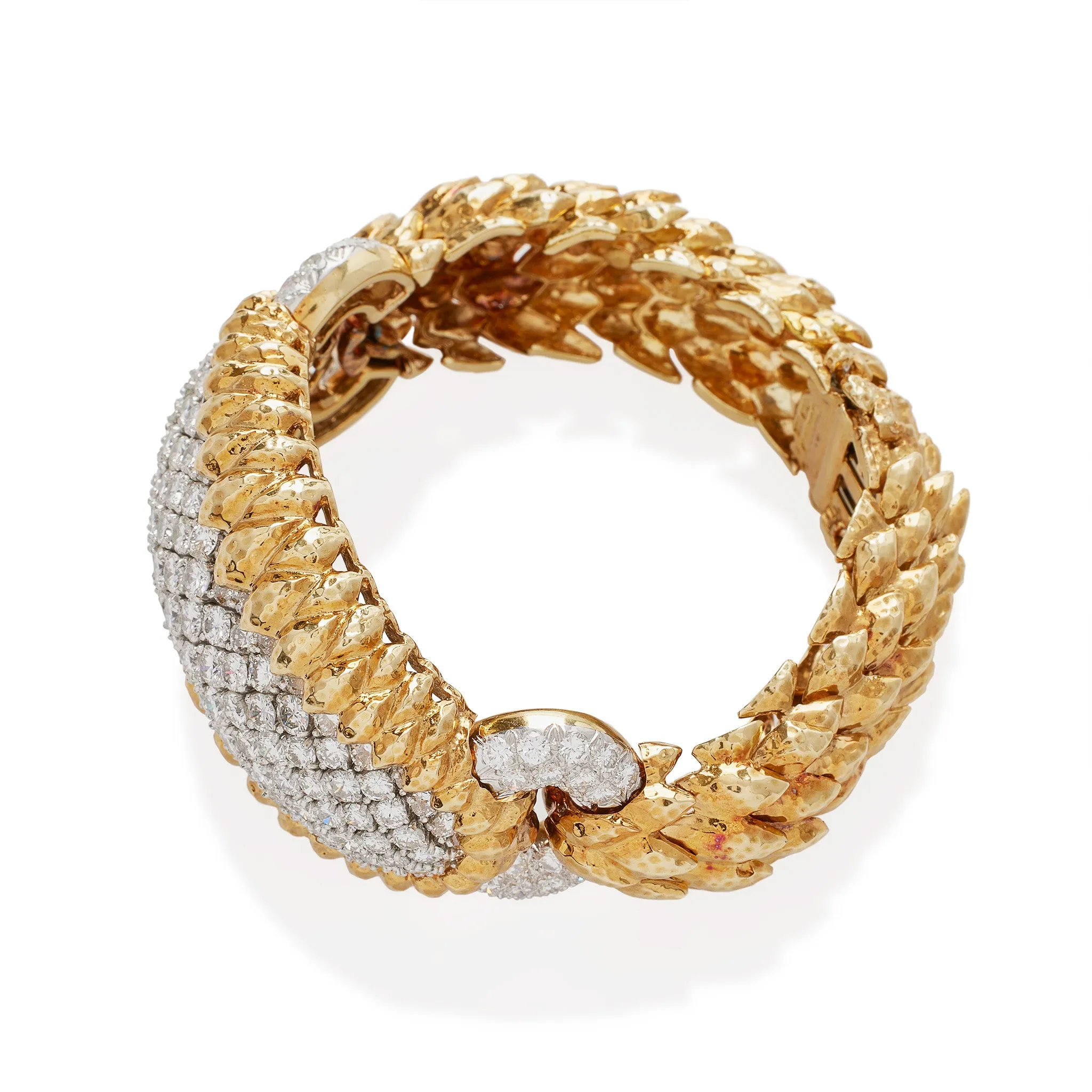 David Webb New York Unique Crosshatch Diamond Bracelet