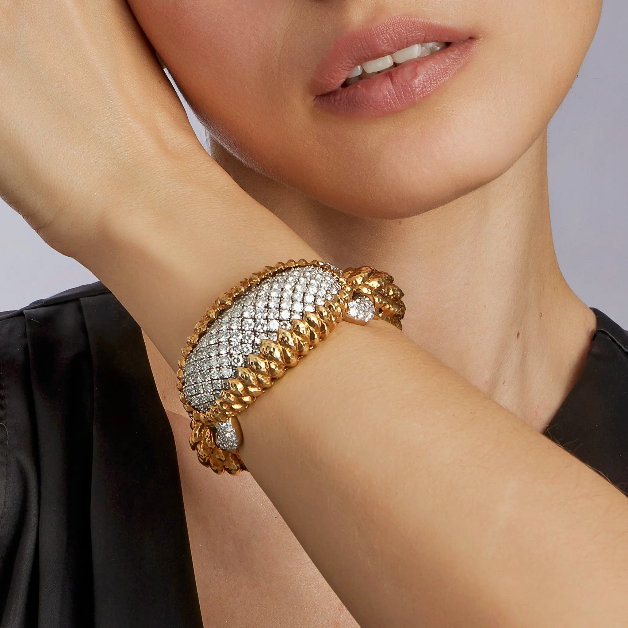 David Webb New York Unique Crosshatch Diamond Bracelet