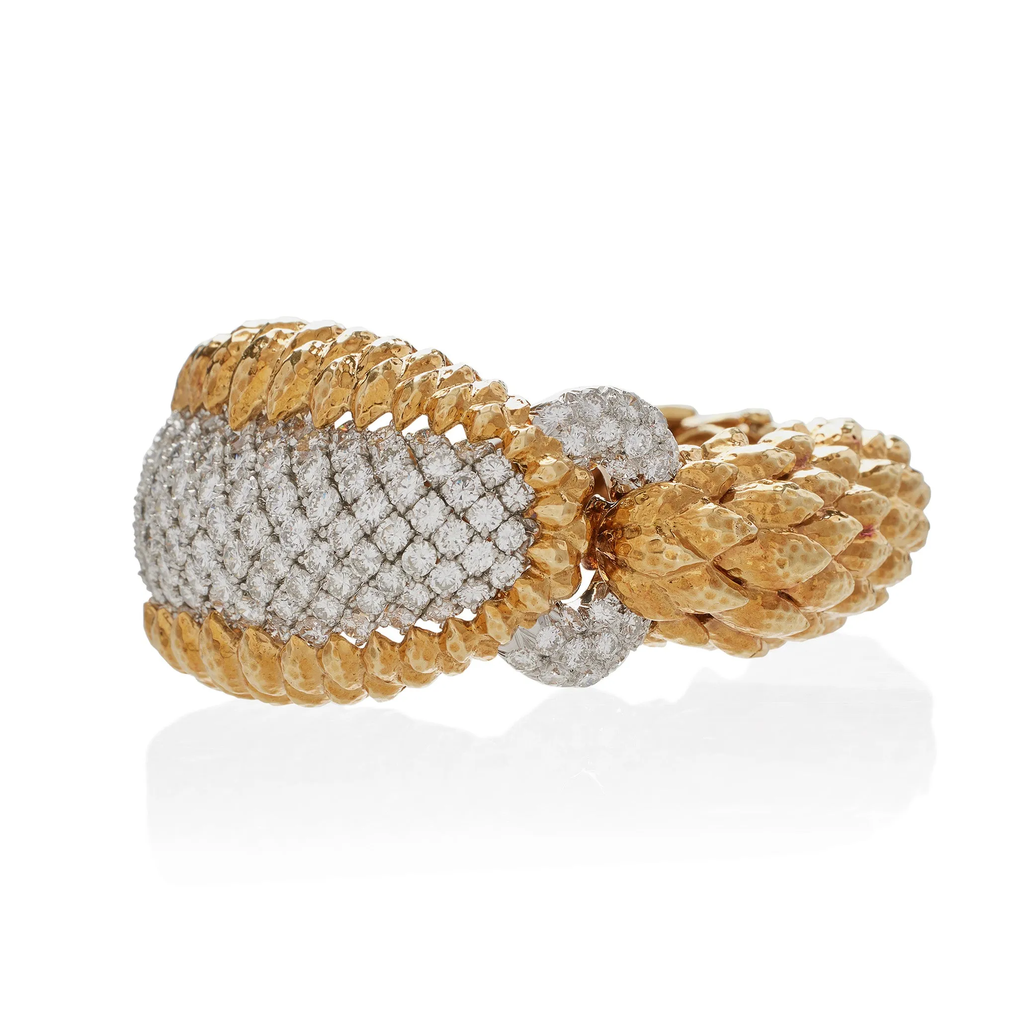 David Webb New York Unique Crosshatch Diamond Bracelet