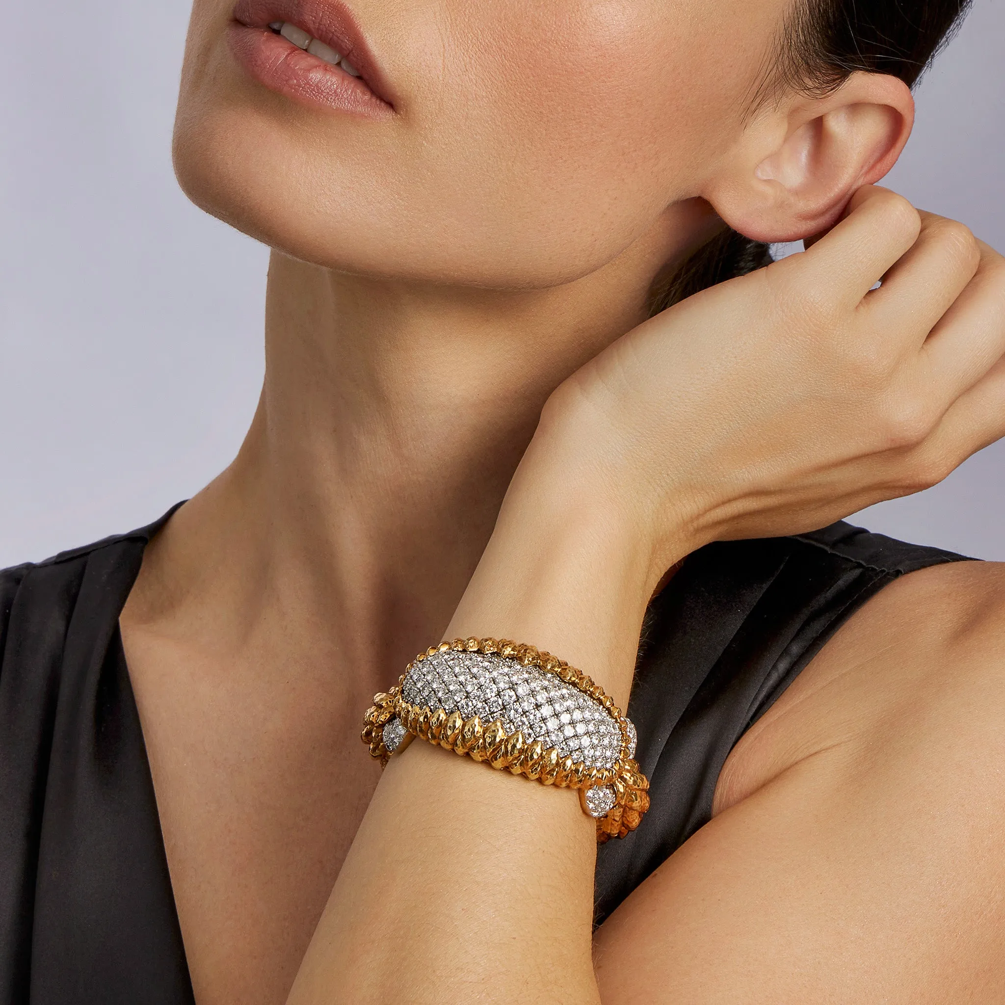David Webb New York Unique Crosshatch Diamond Bracelet