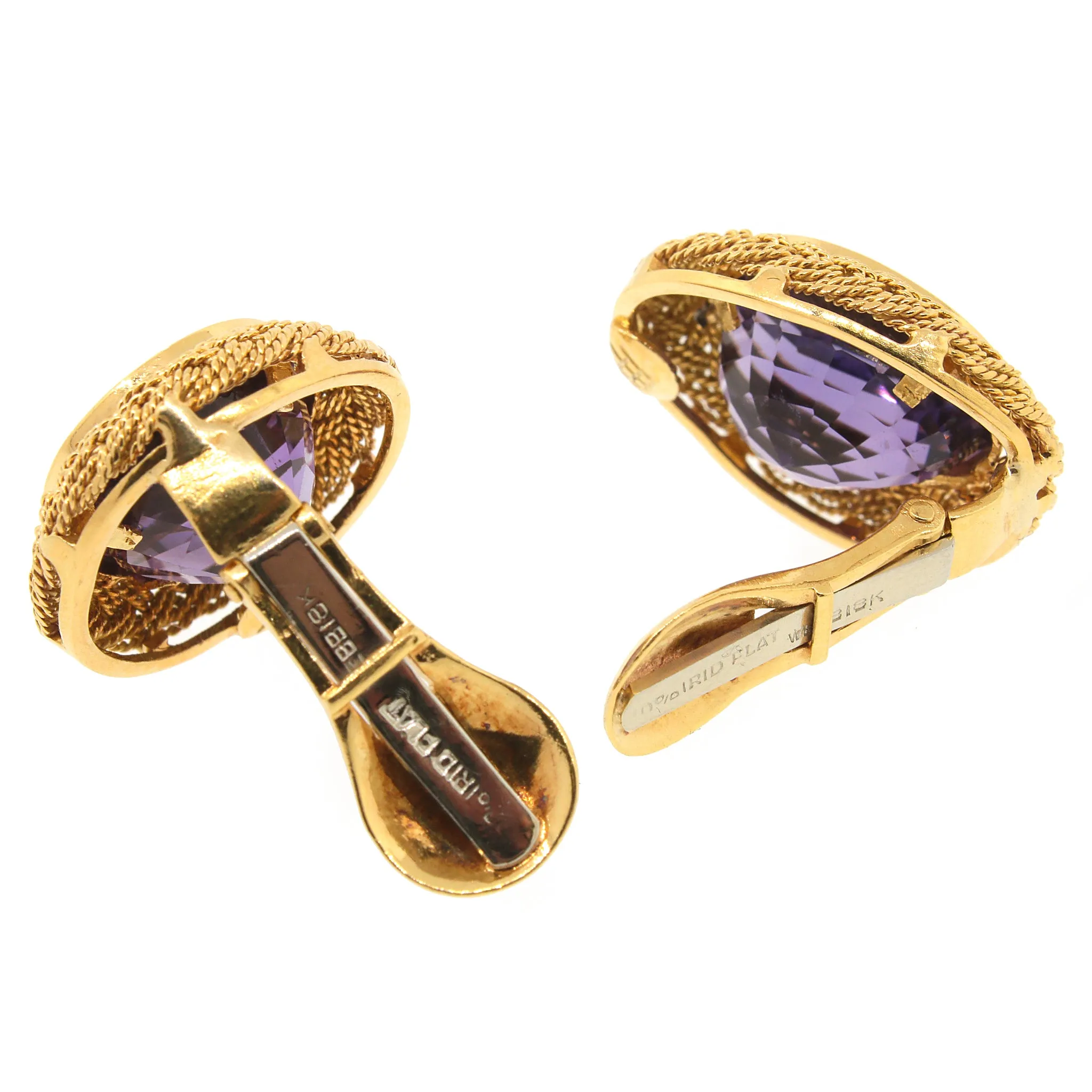 David Webb Woven Amethyst Clip-on Earrings