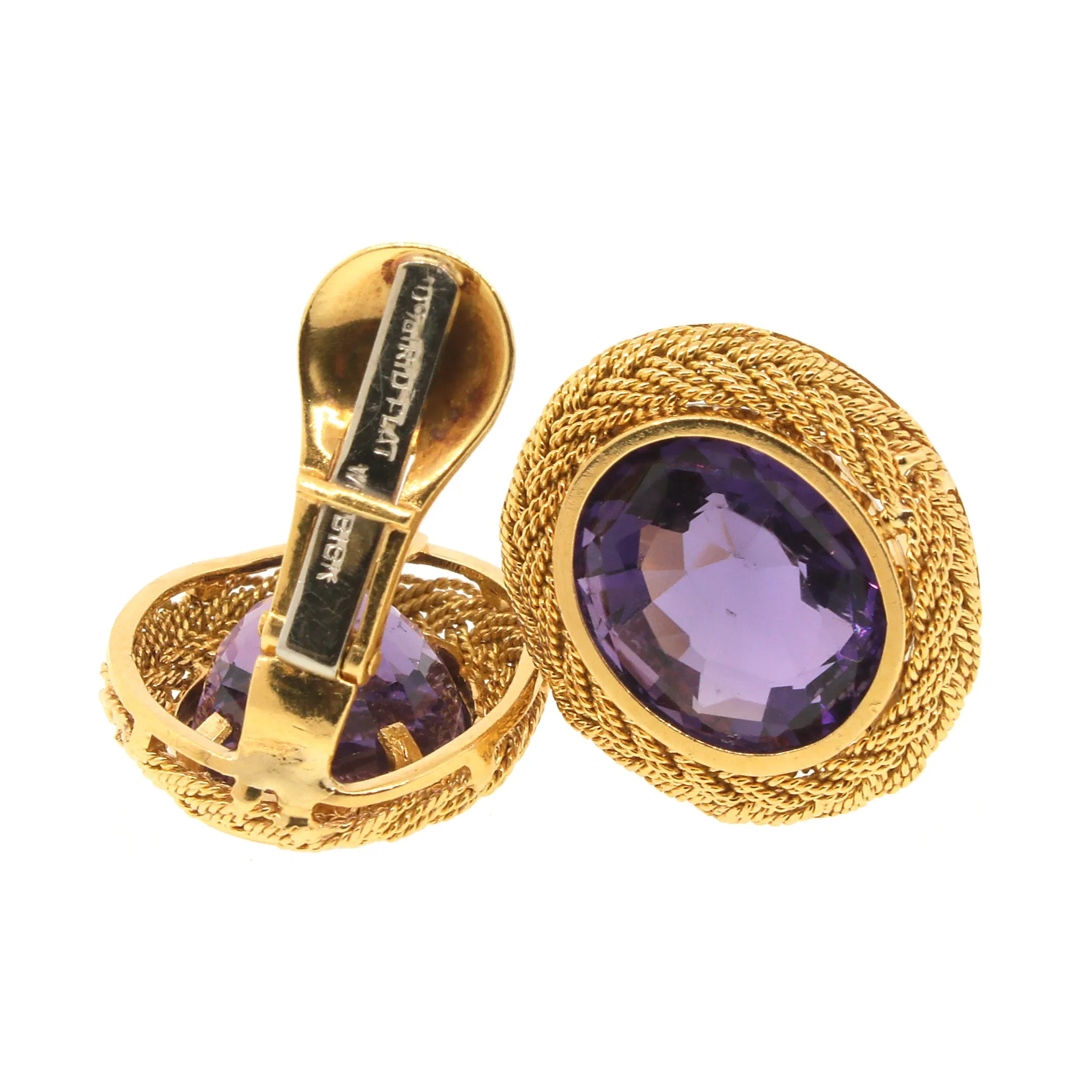 David Webb Woven Amethyst Clip-on Earrings