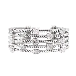 David Yurman Diamond Five Row Confetti Bracelet in Sterling Silver