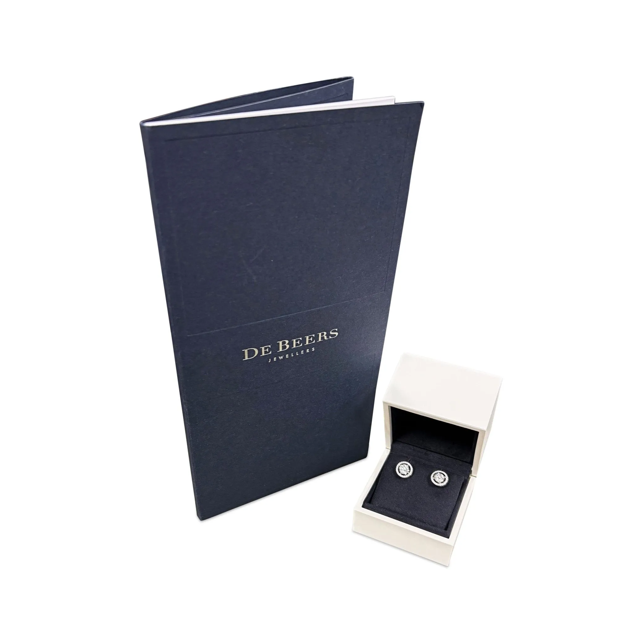 De Beers Aura Round Brilliant Certificated Diamond Stud Earrings