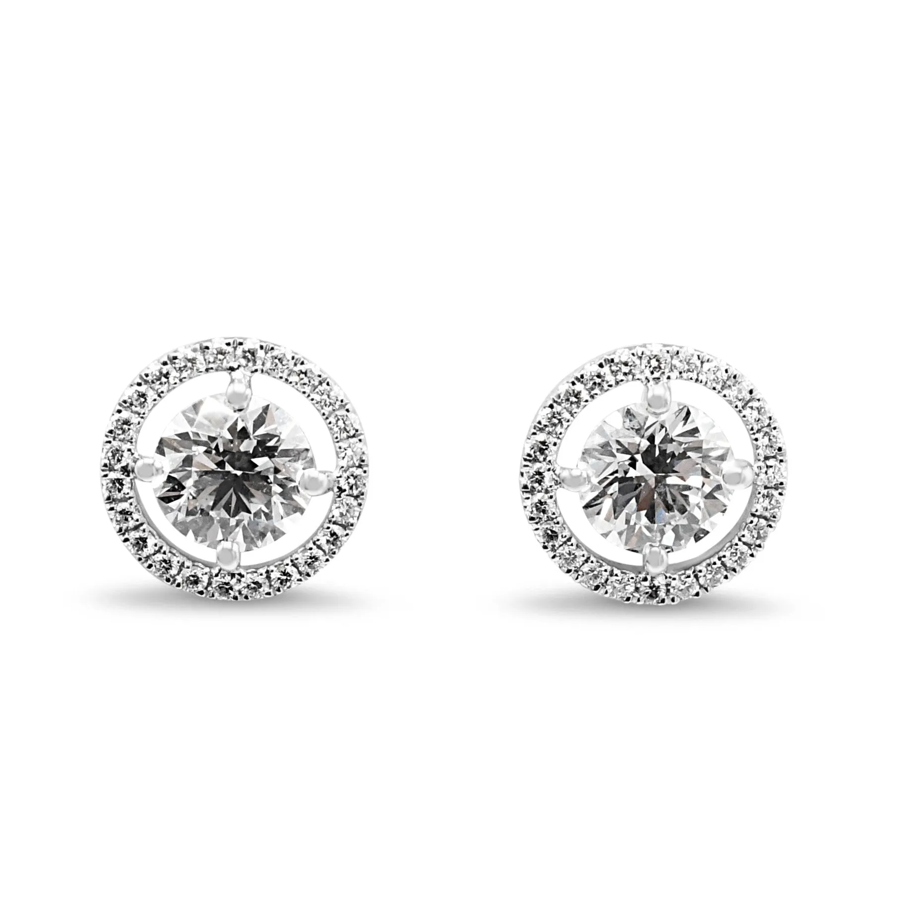 De Beers Aura Round Brilliant Certificated Diamond Stud Earrings