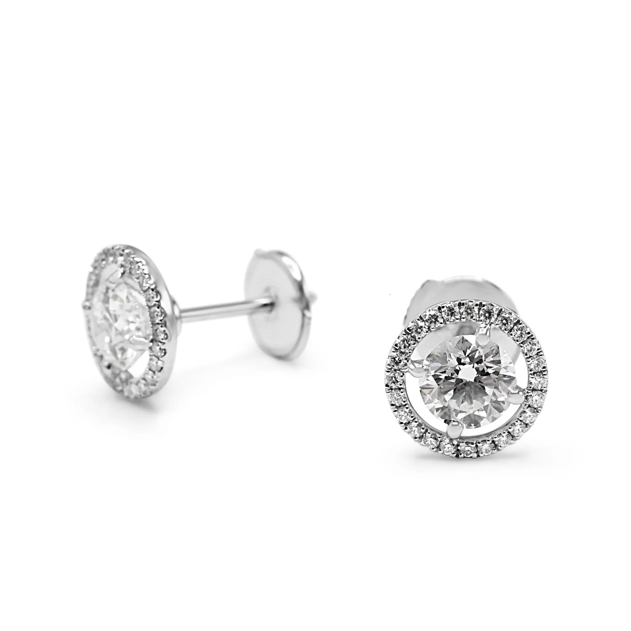 De Beers Aura Round Brilliant Certificated Diamond Stud Earrings