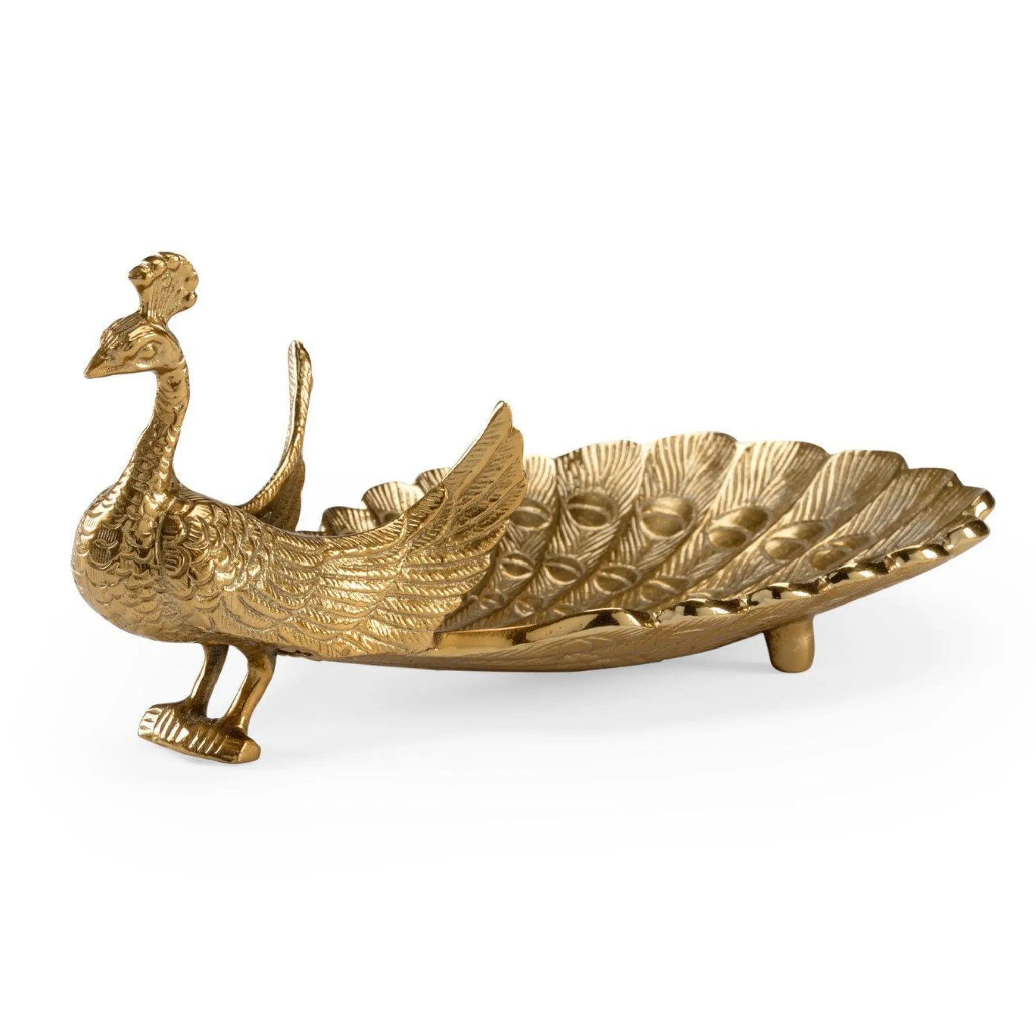 Decorative Brass Peacock Dish dried flowers  