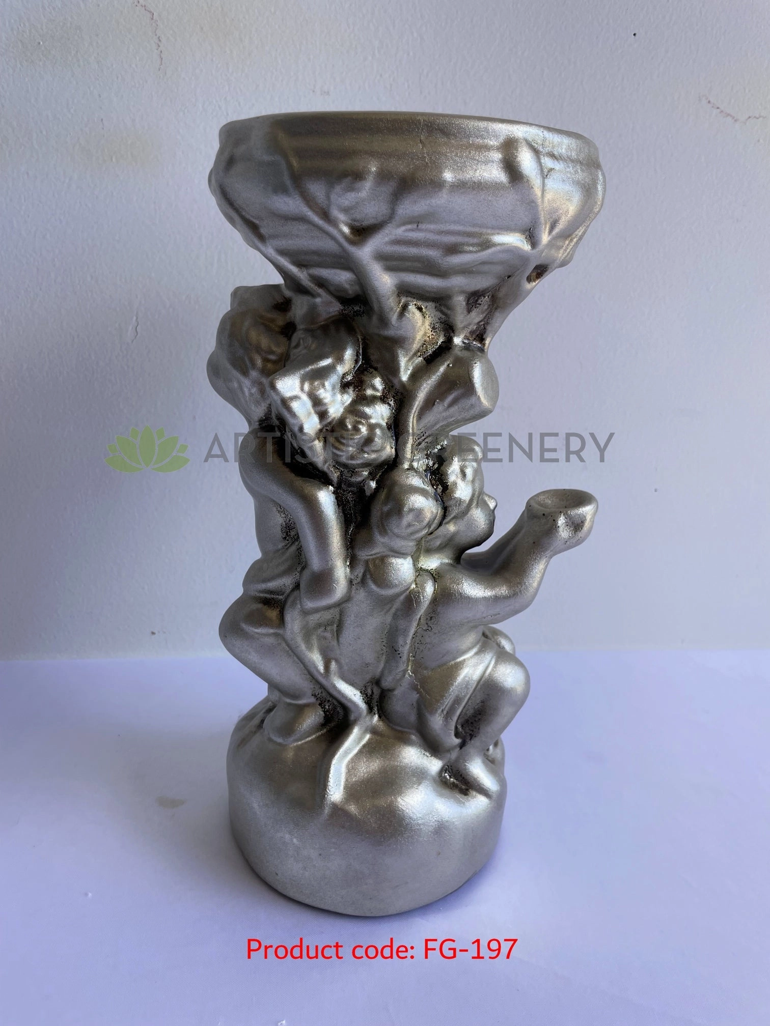 Decorative Angel Fiberglass Vase Silver Colour - (Code: FG-197 & 198) SPECIAL
