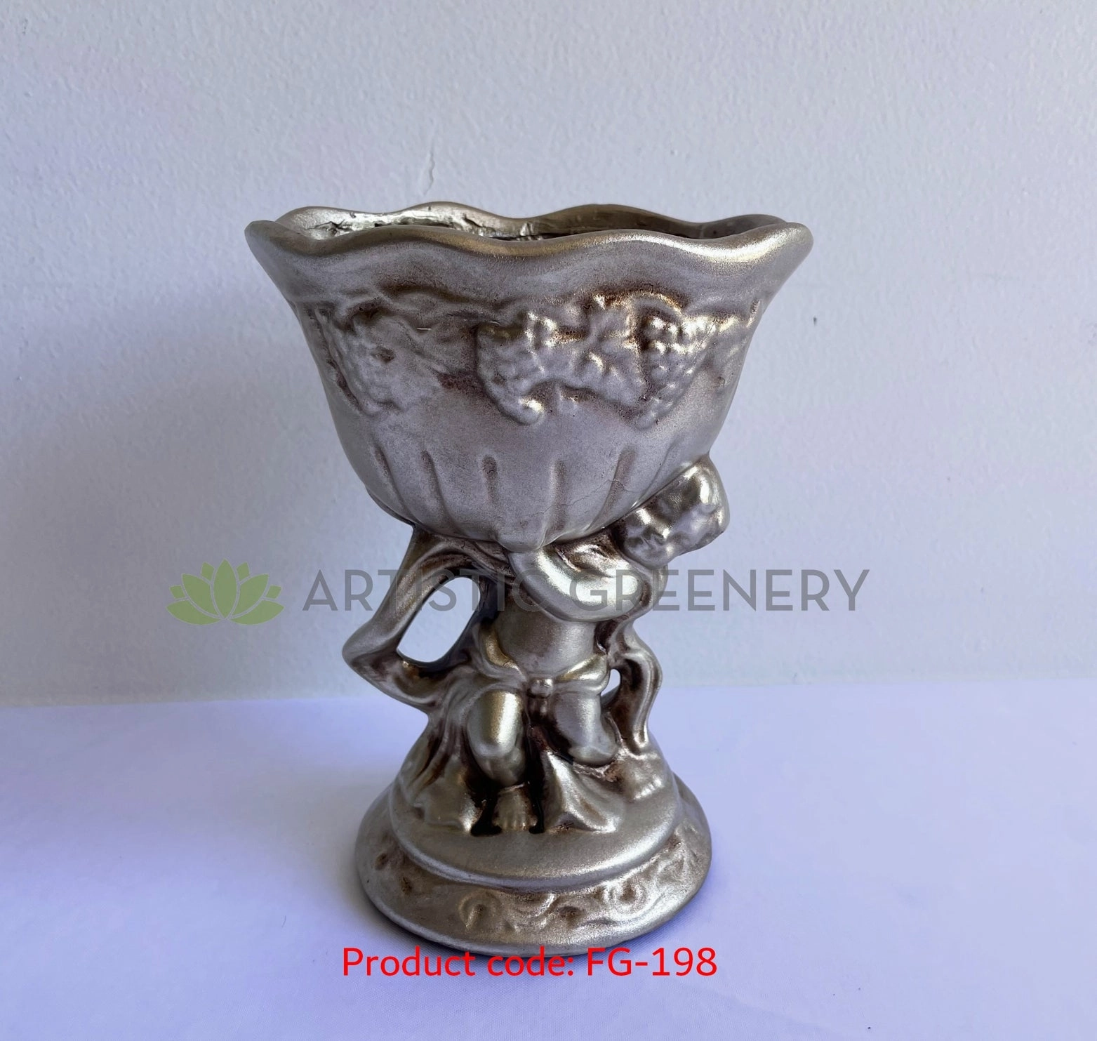 Decorative Angel Fiberglass Vase Silver Colour - (Code: FG-197 & 198) SPECIAL