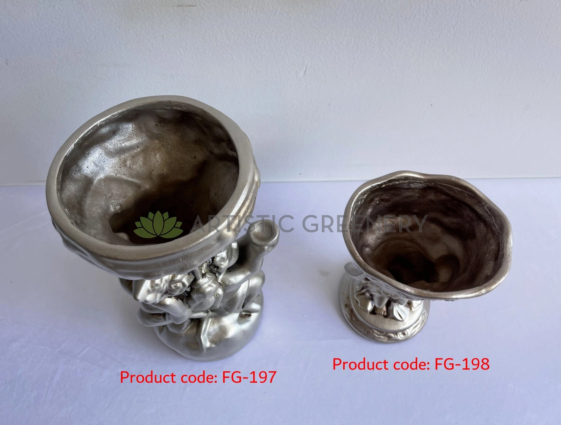 Decorative Angel Fiberglass Vase Silver Colour - (Code: FG-197 & 198) SPECIAL