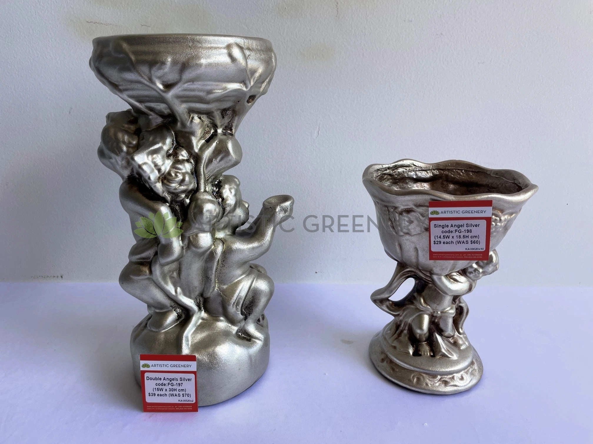 Decorative Angel Fiberglass Vase Silver Colour - (Code: FG-197 & 198) SPECIAL