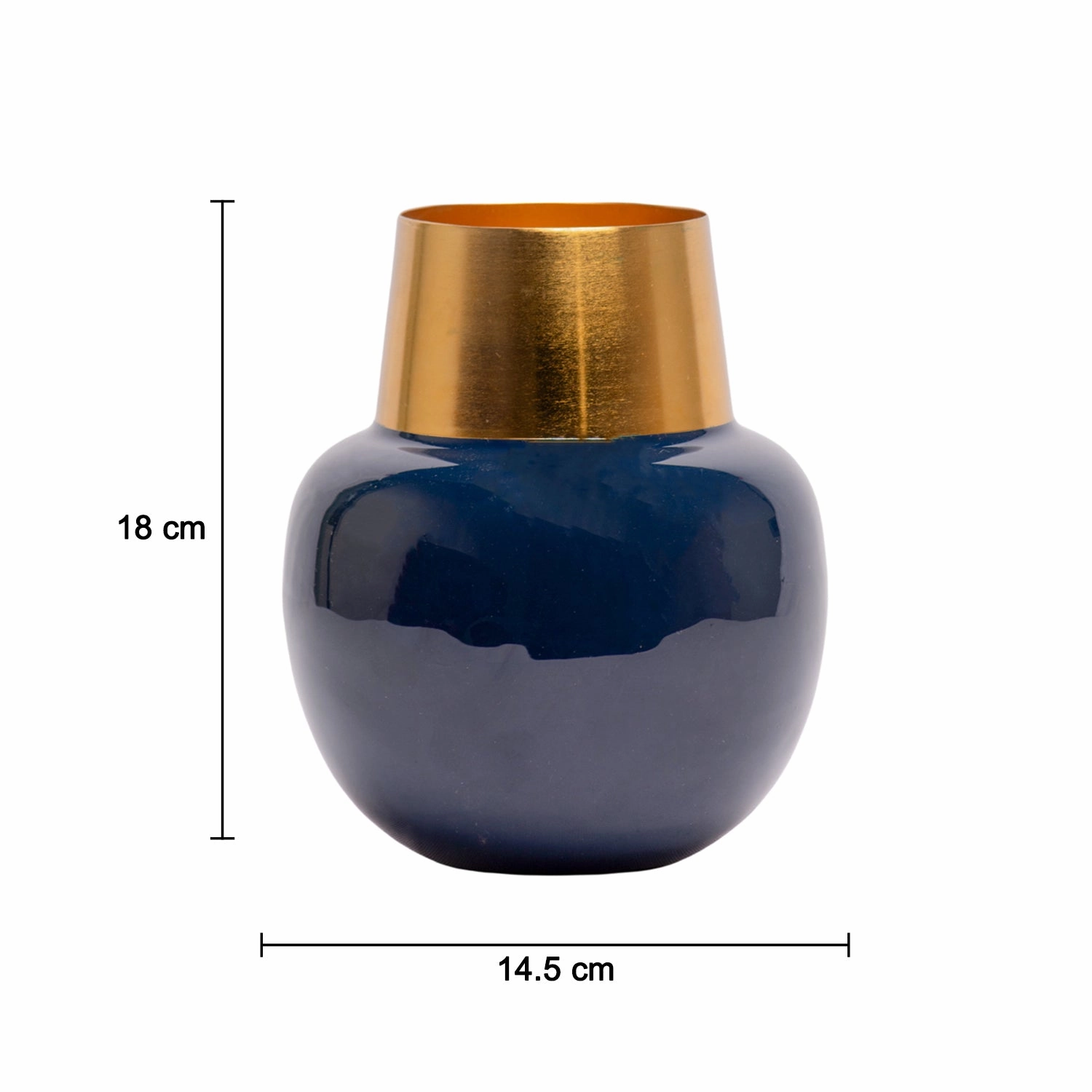Decorative Enamel Vase - Golden & Blue