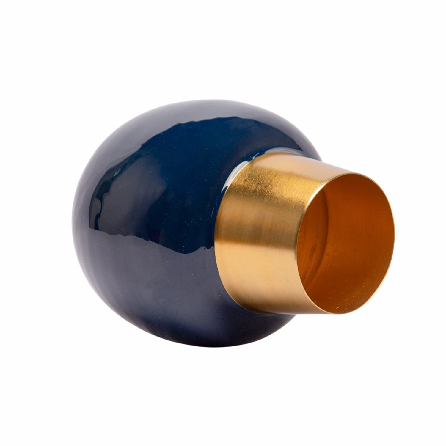 Decorative Enamel Vase - Golden & Blue
