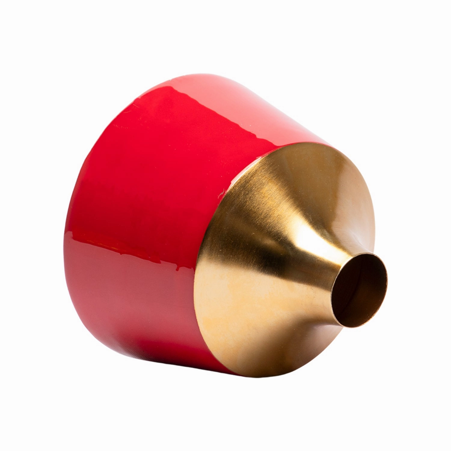 Decorative Enamel Vase - Golden & Red