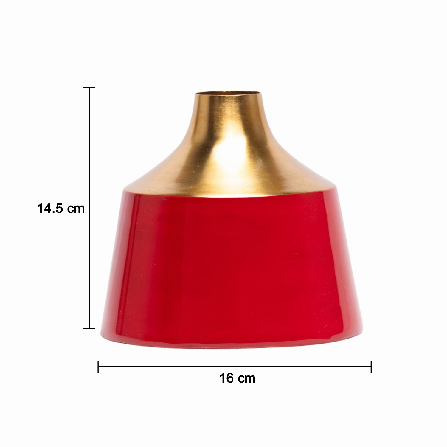 Decorative Enamel Vase - Golden & Red