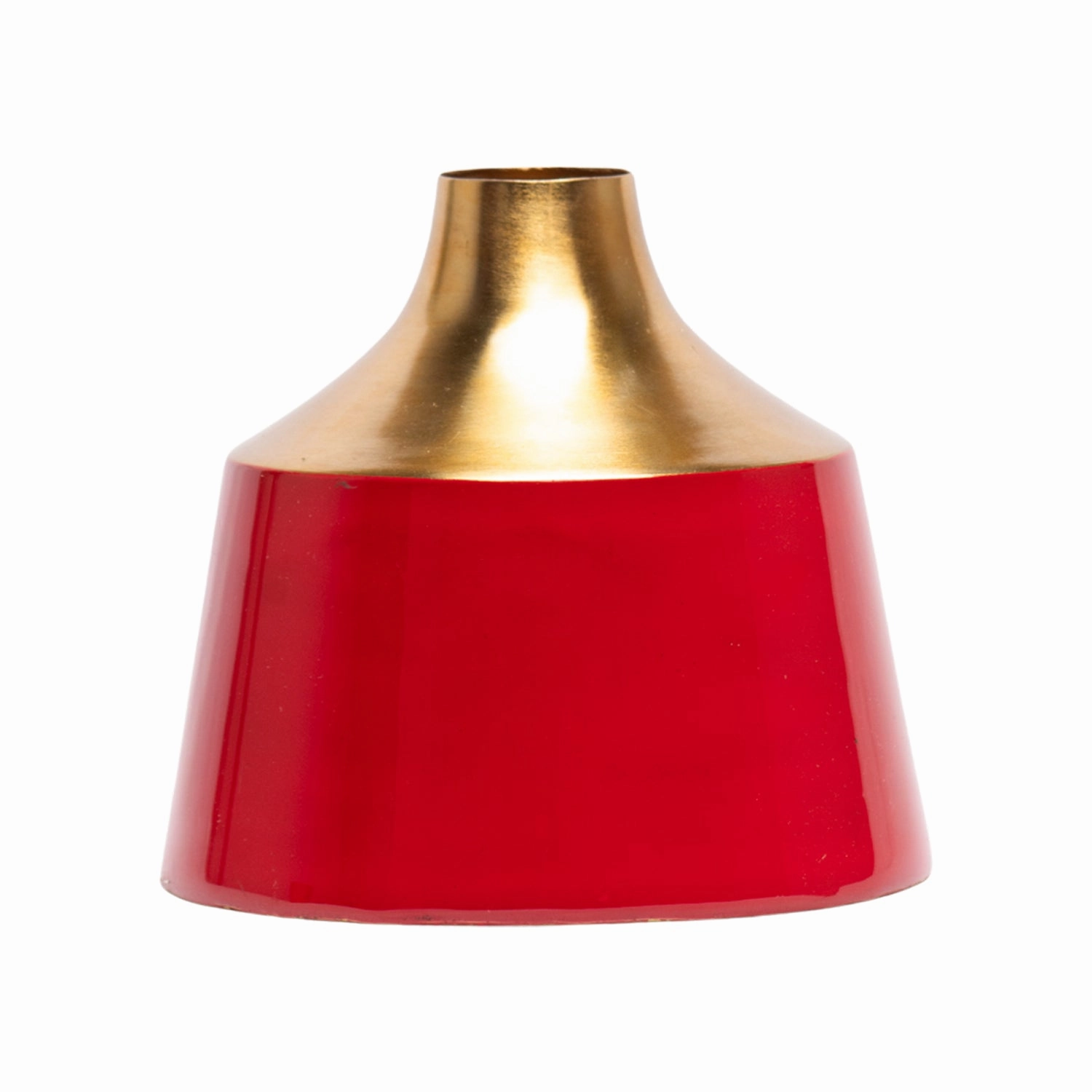Decorative Enamel Vase - Golden & Red
