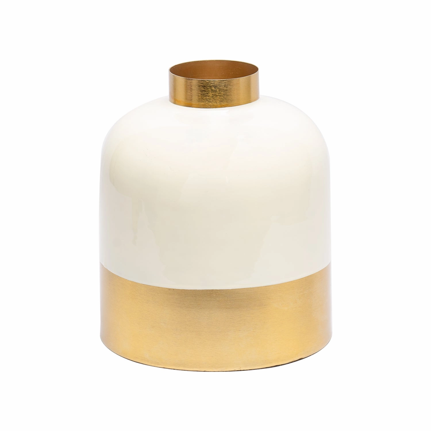 Decorative Enamel Vase - Golden & White