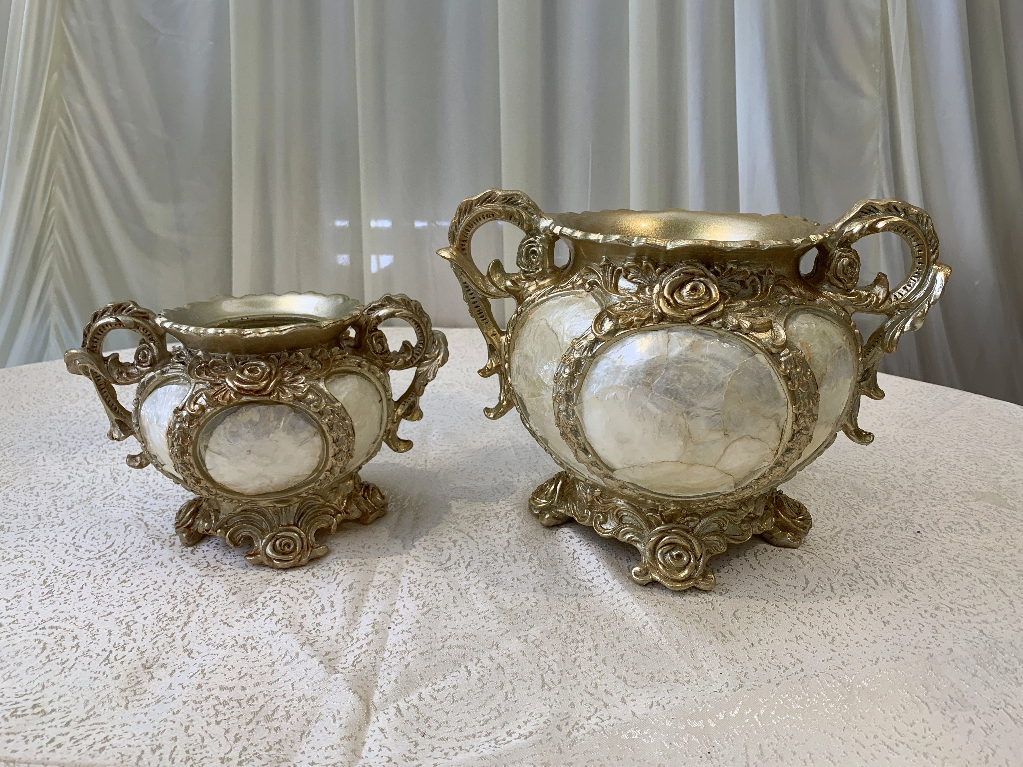 Decorative Fiberglass Vases - Pearl & Gold (2 Styles)