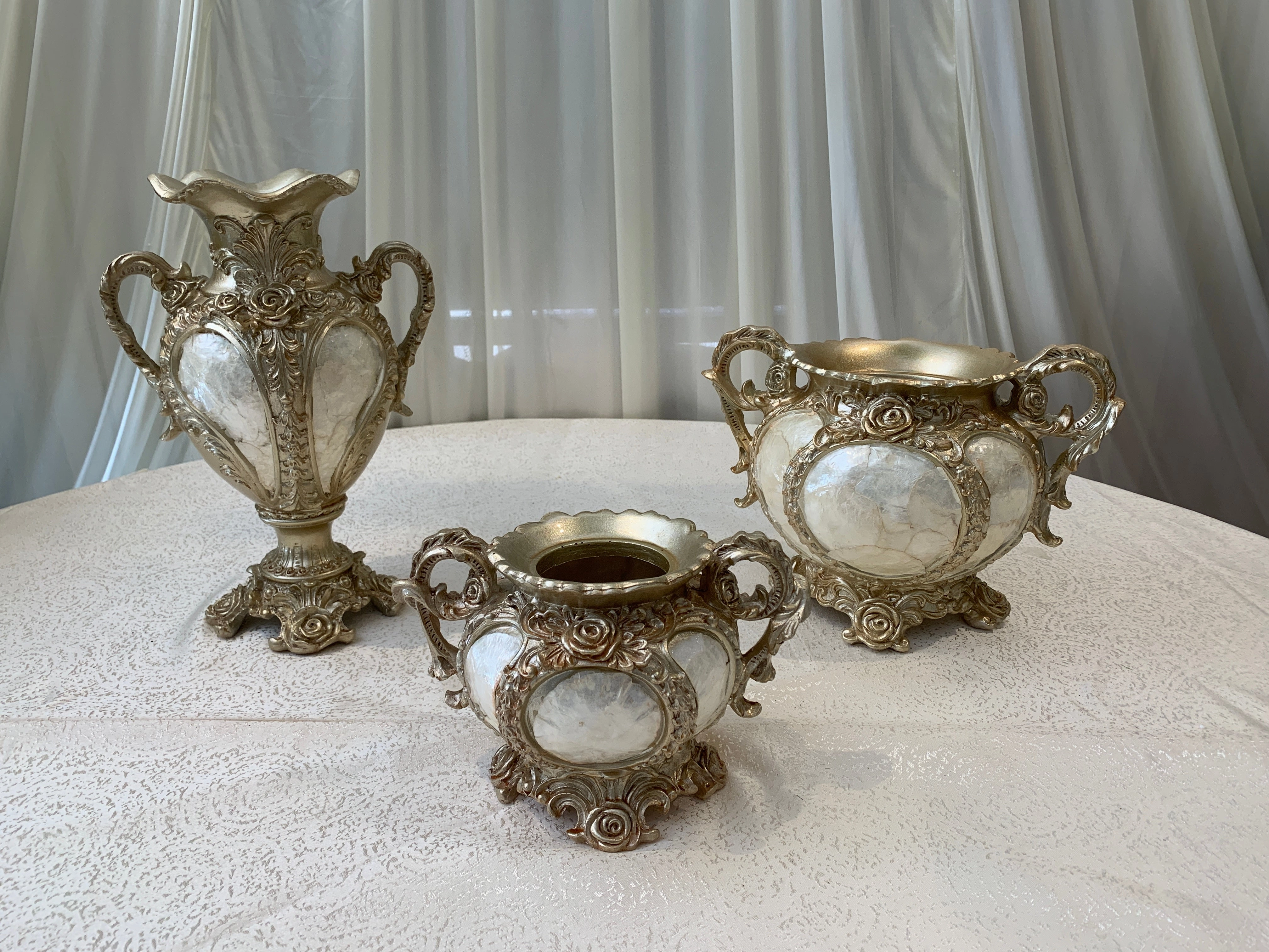 Decorative Fiberglass Vases - Pearl & Gold (2 Styles)