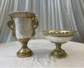 Decorative Fiberglass Vases - Pearl & Gold (2 Styles - 88042 & 88043) outdoor greenery  