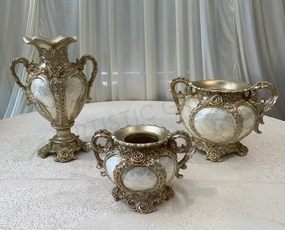 Decorative Fiberglass Vases - Pearl & Gold (2 Styles) outdoor greenery  