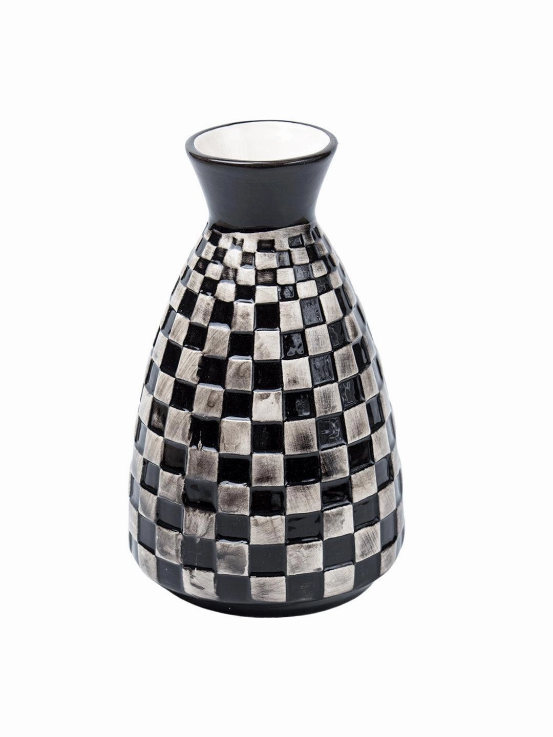 Decorative Flower Vase - Black and White