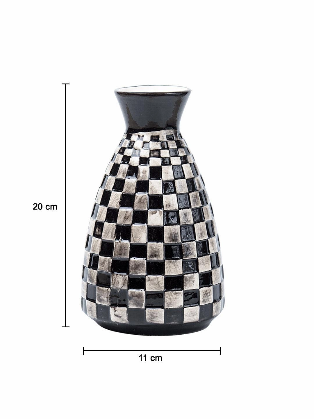 Decorative Flower Vase - Black and White