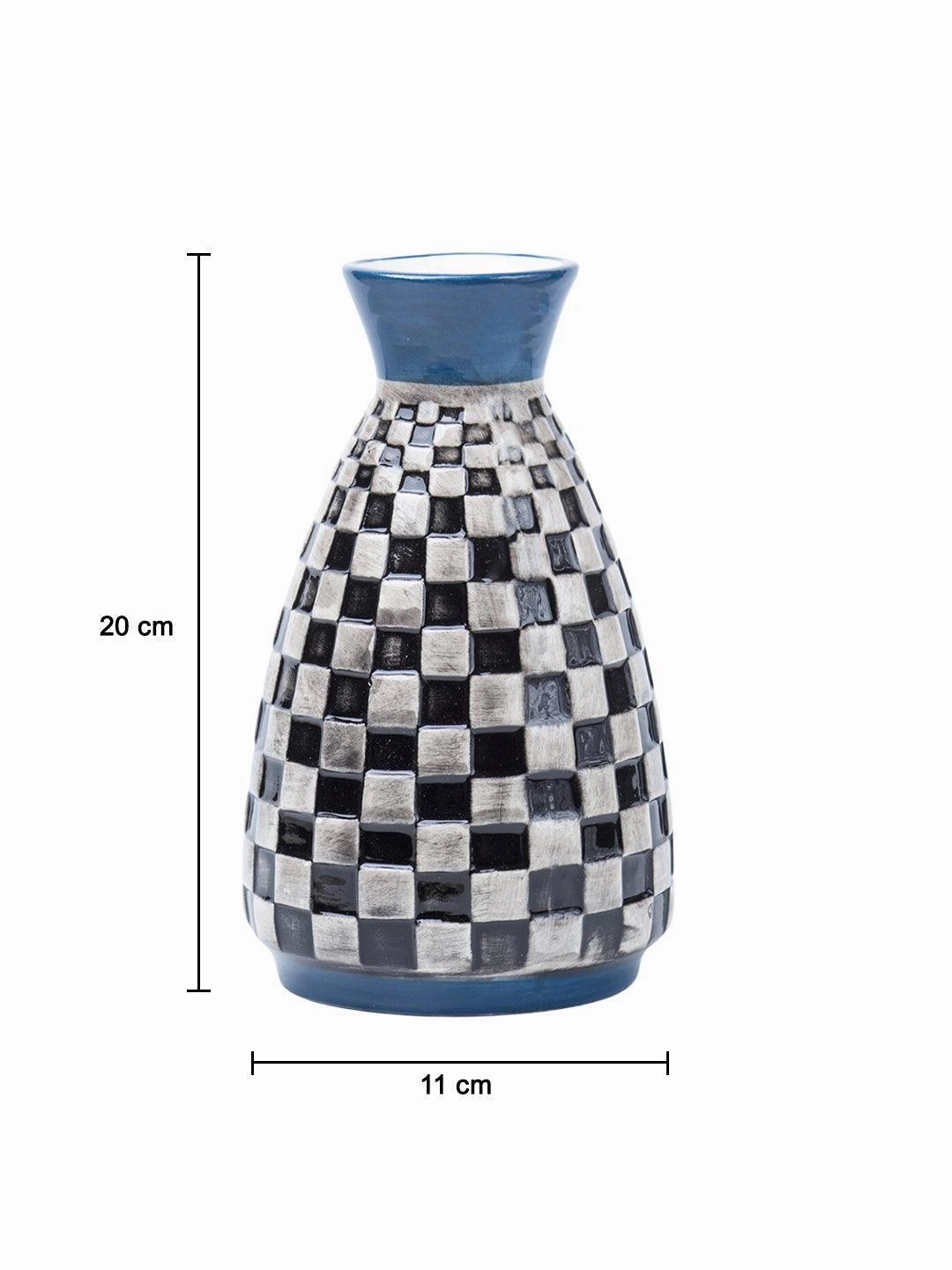 Decorative Flower Vase - Black, White and Blue