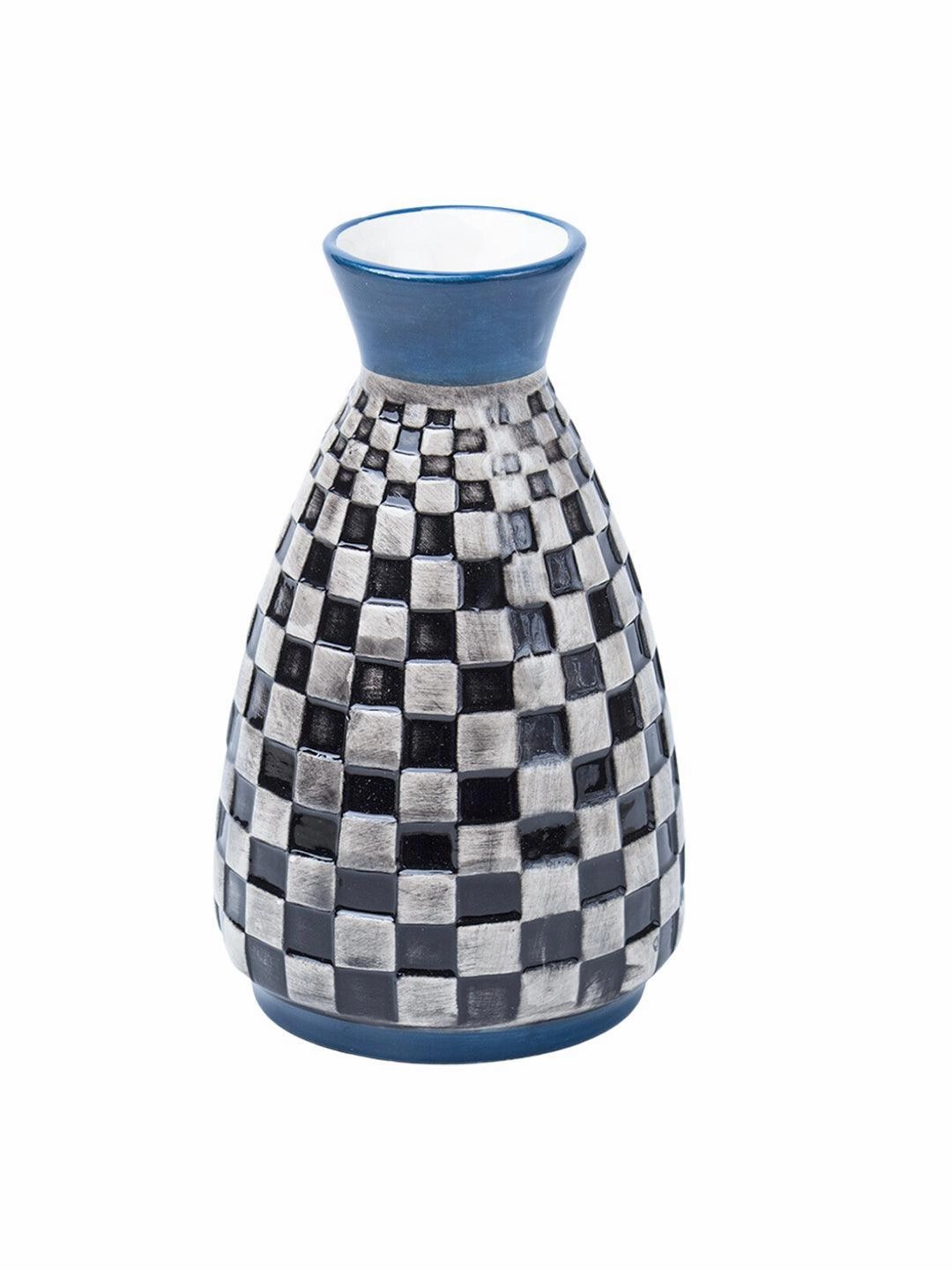 Decorative Flower Vase - Black, White and Blue