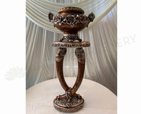 Decorative Glazed Pot & Stand (Fiberglass) - Brown outdoor greenery  