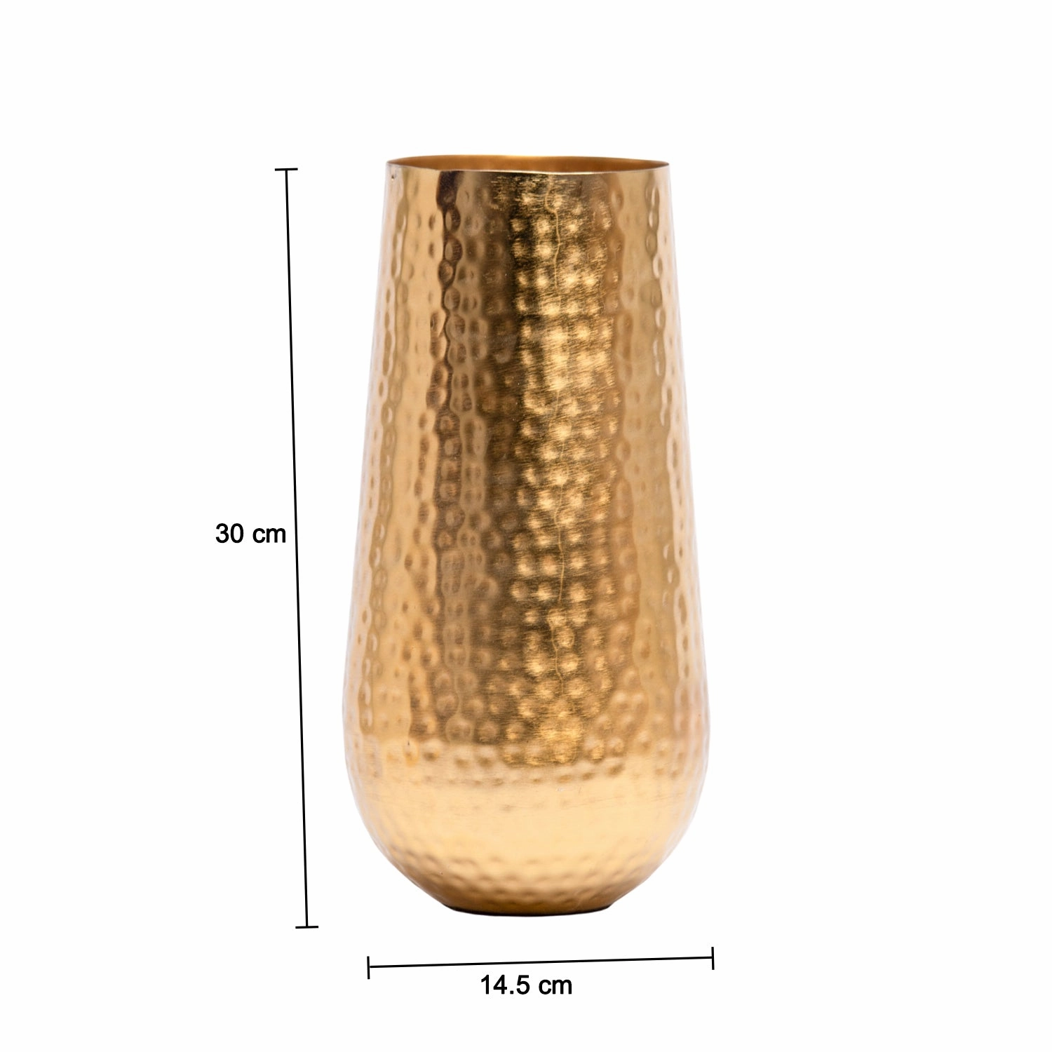 Decorative Golden Hammered Vase  - Cylinder Shape